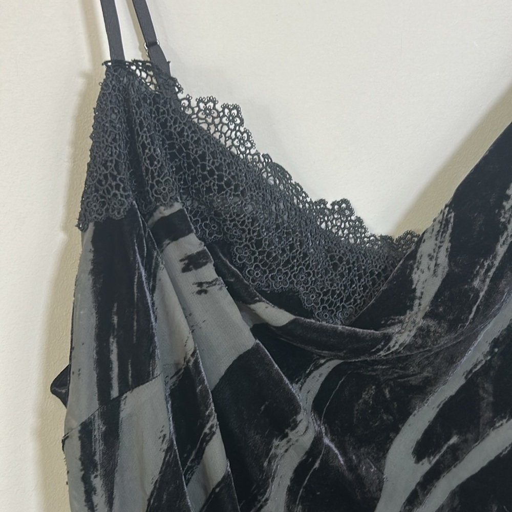 Anthropologie Cowl Neck Slip Dress Midi Black Velvet Burnout Lace Sz 3X NEW - Picture 7 of 14